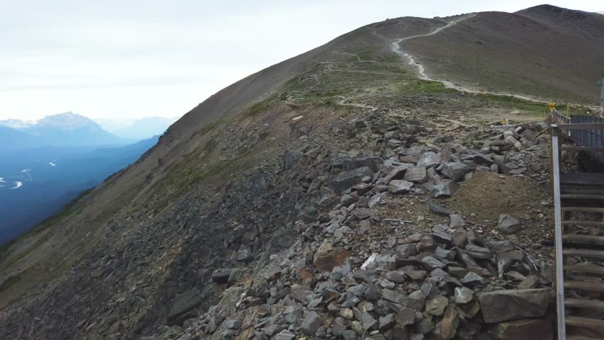 Panoramic view from Whistler Summit Trail in Jasper National Park, in Alberta, Canada.