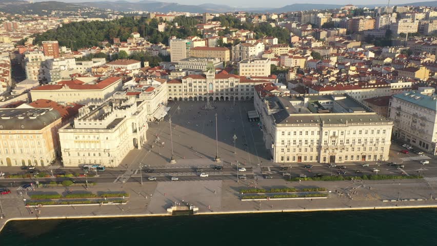 The aerial view of Piazza Unità d