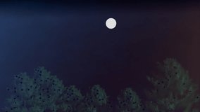4K animation of a forest at night with blinking lights and full moon, fantasy spiritual background. Backdrop for christmas and halloween festive seasons, story background - Powered by Shutterstock - Get 15% off with code: PIKWIZARD15
