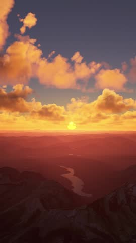 3D - Aerial view of Lake McDonald at sunset from Glacier National Park. Montana. USA