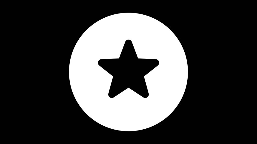 A monochrome star icon within a circle appears with a simple and smooth animation. The concept of rating, favorites, or achievements. 4K Motion Graphics.