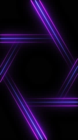 abstract neon lines technology background. Hexagon frame intro animation video vertical
