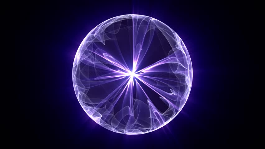 Looped shiny energy sphere animation with power burst in center and smooth plasma waves on a dark background. Magic screensaver with atom orb or molecule nucleus illustration. Seamless loop , 4K 60fps