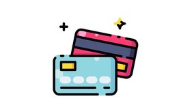 Animated two credit cards, one blue and one red, with sparkles. Suitable for financial concepts, budgeting, payment options, online shopping. - Powered by Shutterstock - Get 15% off with code: PIKWIZARD15