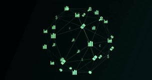 Email icon and financial data animation over binary code background. Business, technology, finance, digital, analytics, statistics - Powered by Shutterstock - Get 15% off with code: PIKWIZARD15
