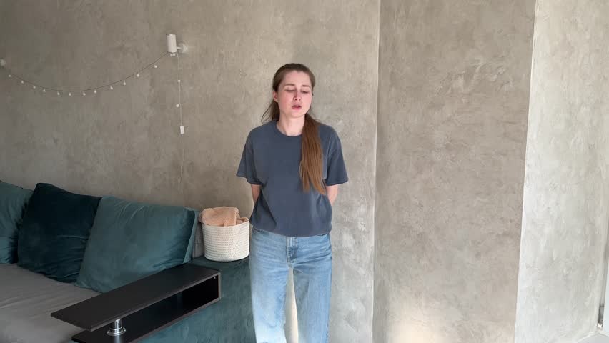 Female professional passionately gesturing and emoting against modern minimalist background. Engaging body language and facial expressions emphasizing dynamic storytelling