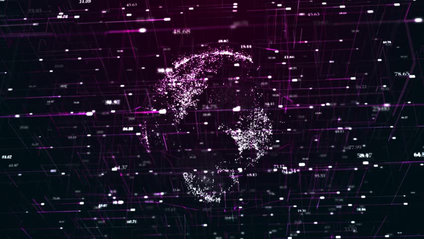 Big data technology and data science abstract background. Data scientist querying. Analysing and visualizing artificial intelligence on virtual screen. AI Data flow concept. Finance neural network-lop