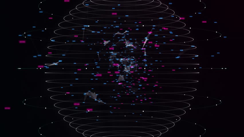 Big data technology and data science abstract background. Data scientist querying. Analysing and visualizing artificial intelligence on virtual screen. AI Data flow concept. Finance neural network-lop