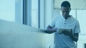 Animation of bitcoin coins over african american businessman using tablet in office. Global business, finances, computing and digital interface concept digitally generated video. - Powered by Shutterstock - Get 15% off with code: PIKWIZARD15