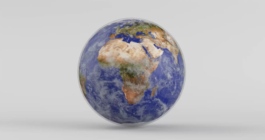 4k Resolution Video: View of Planet Earth World Globe from Space. Elements of this image furnished by NASA. Earth Seamless Loop Rotating on a White Background with Alpha Mate