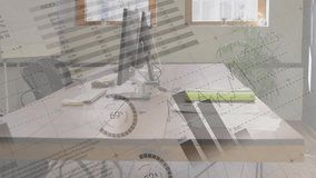 Animation of financial data processing over empty office. Global business, finances, computing and digital interface concept digitally generated video. - Powered by Shutterstock - Get 15% off with code: PIKWIZARD15