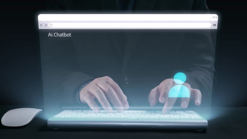 Human interact with AI artificial intelligence virtual assistant chatbot in concept of AI artificial intelligence prompt engineering, LLM AI deep learning to use generative AI for work support. UUID