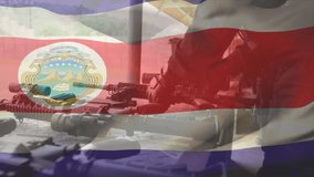 Animation of flag of costa rica over african american male soldier. Military service, patriotism and national flags concept digitally generated video. - Powered by Shutterstock - Get 15% off with code: PIKWIZARD15