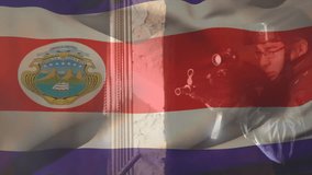 Animation of flag of costa rica over biracial male soldier. Military service, patriotism and national flags concept digitally generated video. - Powered by Shutterstock - Get 15% off with code: PIKWIZARD15