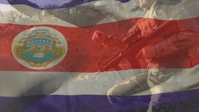Animation of flag of costa rica over diverse male soldiers. Military service, patriotism and national flags concept digitally generated video. - Powered by Shutterstock - Get 15% off with code: PIKWIZARD15