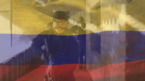 Animation of flag of colombia over diverse male soldiers. Military service, patriotism and national flags concept digitally generated video. - Powered by Shutterstock - Get 15% off with code: PIKWIZARD15