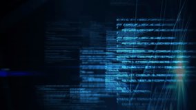 Digital code and data processing animation over dark blue background. Technology, coding, futuristic, abstract, cybersecurity - Powered by Shutterstock - Get 15% off with code: PIKWIZARD15