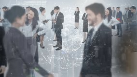 Global network animation, diverse business people interacting in office setting. networking, teamwork, collaboration, technology, diversity, corporate - Powered by Shutterstock - Get 15% off with code: PIKWIZARD15