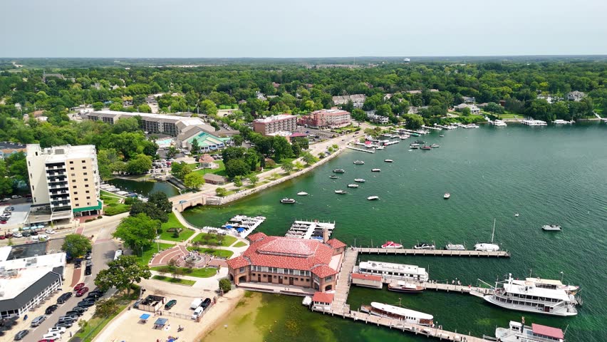 Aerial view of Lake Geneva, Wisconsin - USA