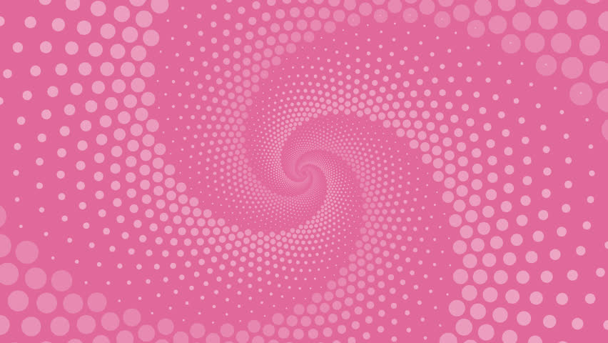 Spiraling pink loop 4k motion background with polka dots.