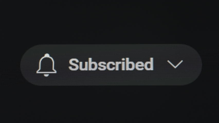 Clicking subscribe button showing festive fireworks on black screen. Close up.