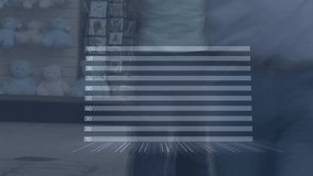 Bar chart with upward arrow animation over people walking in urban area. Business, growth, infographic, progress, city, downtown - Powered by Shutterstock - Get 15% off with code: PIKWIZARD15