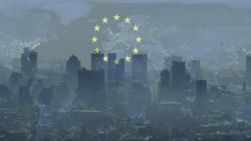 European Union stars animation over city skyline and illuminated map of Europe. unity, continent, alliance, freedom, unity, integration - Powered by Shutterstock - Get 15% off with code: PIKWIZARD15