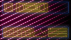 Level up text animation over neon geometric shapes on dark background. Abstract, futuristic, vibrant, digital, glowing, dynamic - Powered by Shutterstock - Get 15% off with code: PIKWIZARD15