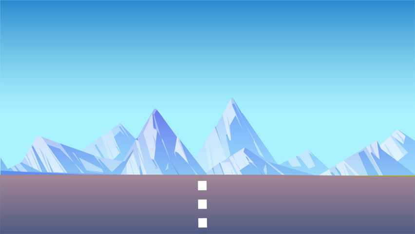 Driving Car on the Road from Front View Camera 2D Animation