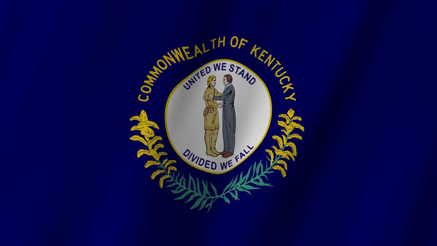 Flag of Kentucky waving animation, Kentucky Flag footage video waving in wind