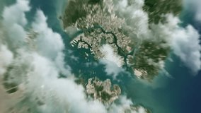 Zooming on Singapore. Earth zoom in from outer space to city. The animation continues by zoom out through clouds and atmosphere into space. View of the Earth at night. Images from NASA. 4K - Powered by Shutterstock - Get 15% off with code: PIKWIZARD15