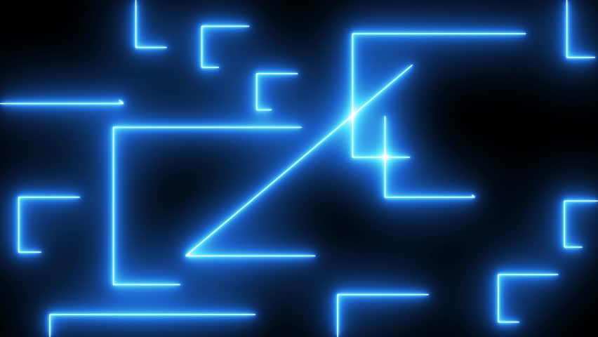 moving background with square and triangle shapes with attractive neon light. saber motion graphic with black background

