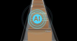 AI symbol with text bubbles over escalator, representing artificial intelligence assistance. innovation, technology, chat, communication, customer service, robotics - Powered by Shutterstock - Get 15% off with code: PIKWIZARD15
