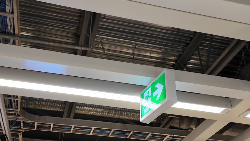 Motion of exit sign inside Ikea store with 4k resolution