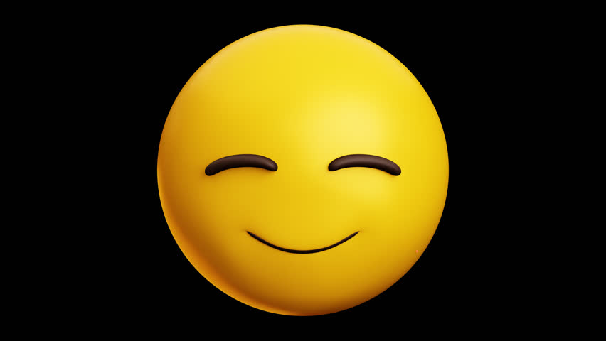 Smiling face with hearts and closed eyes emoji, 3d emoticon animation, Alpha channel, Transparent video