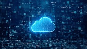 Cloud data storage network featuring a glowing cloud icon connected to various file types on digital interface. Perfect for illustrating cloud computing, data storage, and online security concepts. - Powered by Shutterstock - Get 15% off with code: PIKWIZARD15