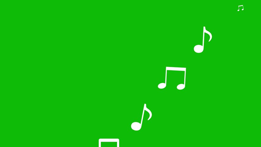 Musical Notes Animated Background Flying Musical Notes Chroma Key Green Screen. 4K Resolution