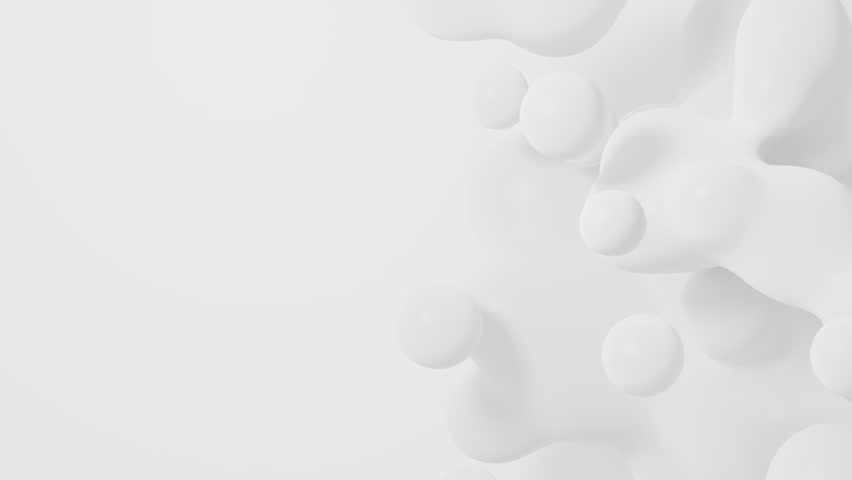 Fluid abstract white spheres floating and blending. Metaballs looping motion. 3d render