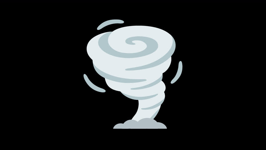 Tornado Emoji Animated on a Transparent Background. Hurricane Icon 4K Loop Animation with Alpha Channel.
