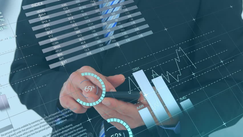 Animation of financial data processing over caucasian businessman using smartphone. Global business, finances, communication and digital interface concept digitally generated video.