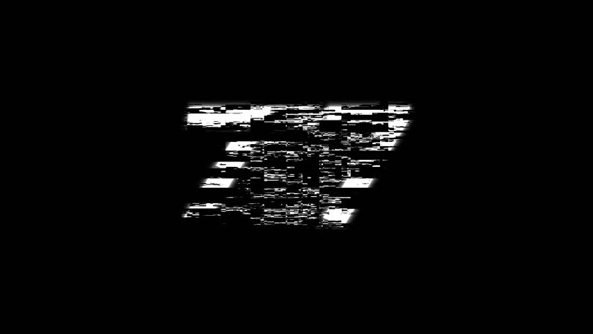 7 glitch number display animated glitch number 7 text bg background old tv bad tv 4k looping