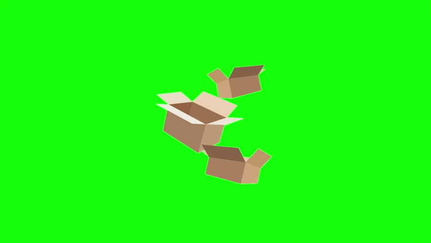 cardboard box animation for editing or business purposes, green screen background
