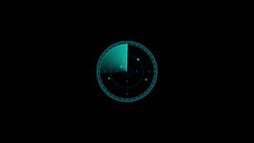 Animated radar Hud. Looped animation radar icon on a transparent background. Radar screen animation. Signal transmitted sonar radar. Alpha channel - Powered by Shutterstock - Get 15% off with code: PIKWIZARD15