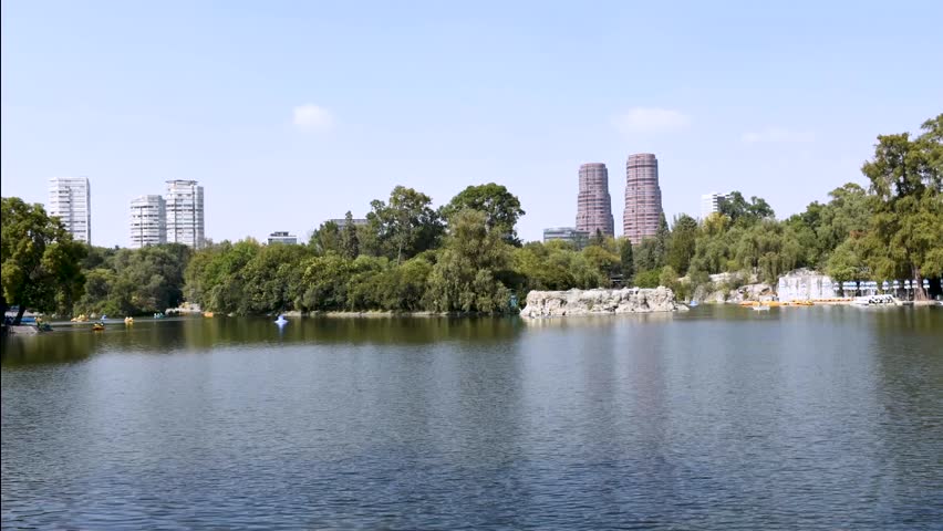 Time lapse Lake Mayor in Chapultepec Park, an iconic place in Mexico City