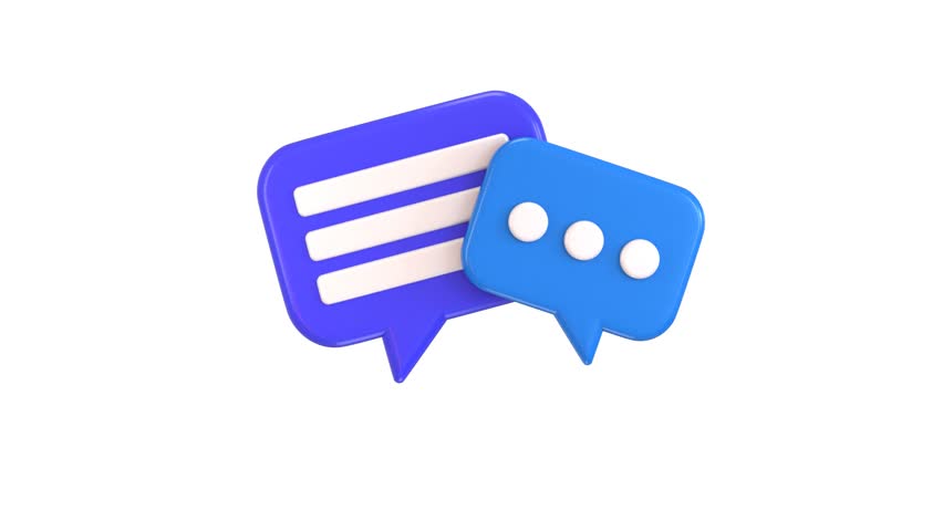 3D speech bubbles icon for chat on social media message icon animation