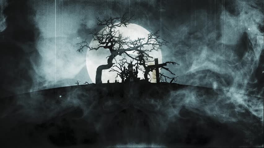 Halloween Scary Horror Haunted Castle House Scenery Background Video Animation Footage