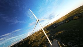 FPV Drone Shot of Win Turbine Spinning on Sunny Day in Landscape of Scandinavia - Powered by Shutterstock - Get 15% off with code: PIKWIZARD15