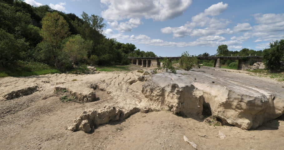 The Gardon river during the dry season, Dions, Gard department, Occitania, France