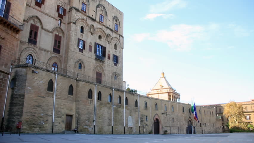 Historic Landmark: View of Palazzo dei Normanni (also called Royal Palace of Palermo), Palermo, Sicily, Italy.