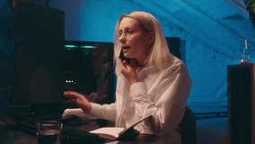 Angry woman female stock broker online work night late office talk phone stressed multitask displeased girl businesswoman check trade chart on computer screen argue problem crypto business e-commerce - Powered by Shutterstock - Get 15% off with code: PIKWIZARD15